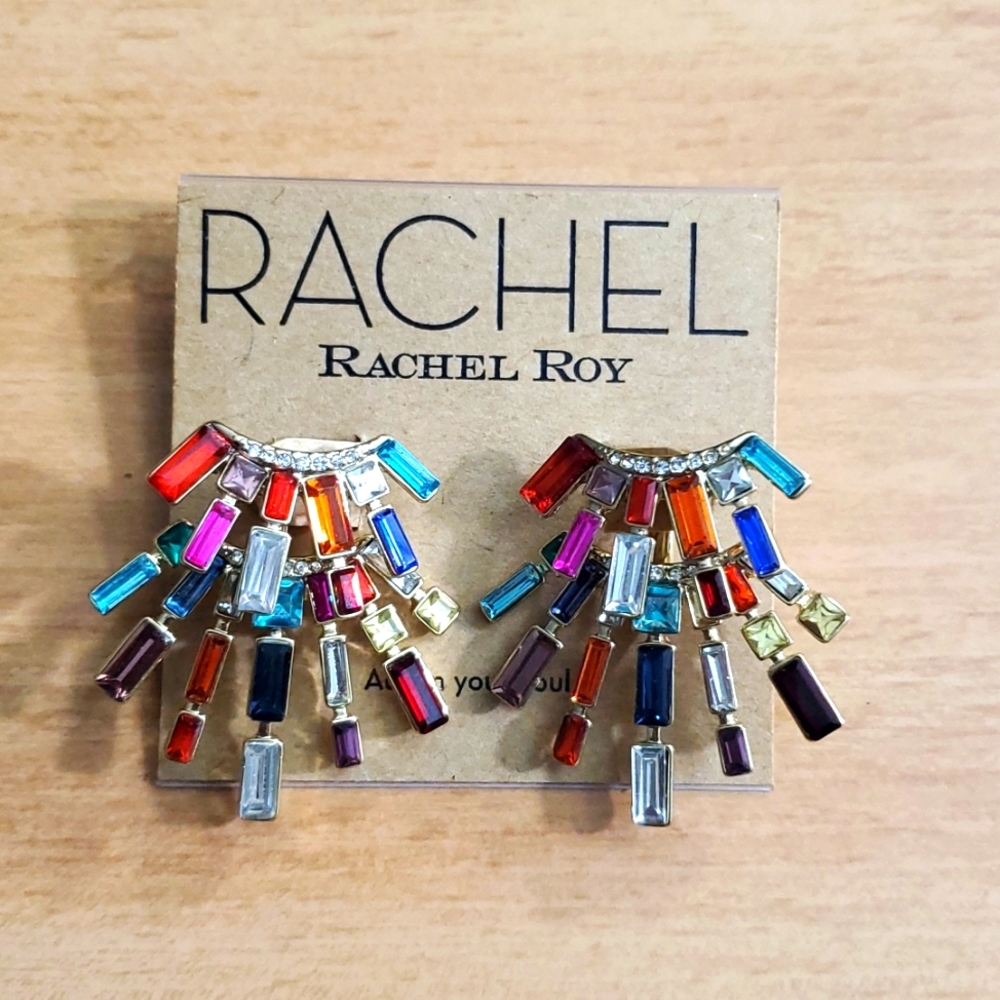 NWT RACHEL Rachel Roy Crystal & Stone Front and Back Earrings - Picture 3 of 3